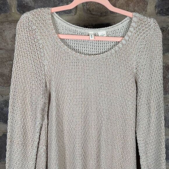 ANTHROPOLOGIE Moth Sweater Woman's Size Large Tan Shark Bite Hem Long Sleeve - Picture 3 of 12